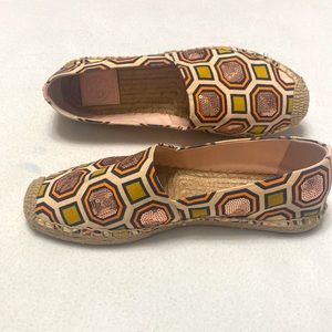 Tory Burch Pink Cecily Ballet Sequin Embellished Espadrilles Flats Sz 7.5